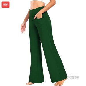 High Waist Wide Leg Yoga Pants with Pockets Stretch Casual Sweatpants